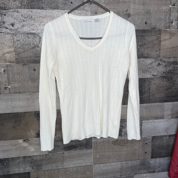 Designer Luxe 360 cream textured long sleeve top - Picture 1 of 4